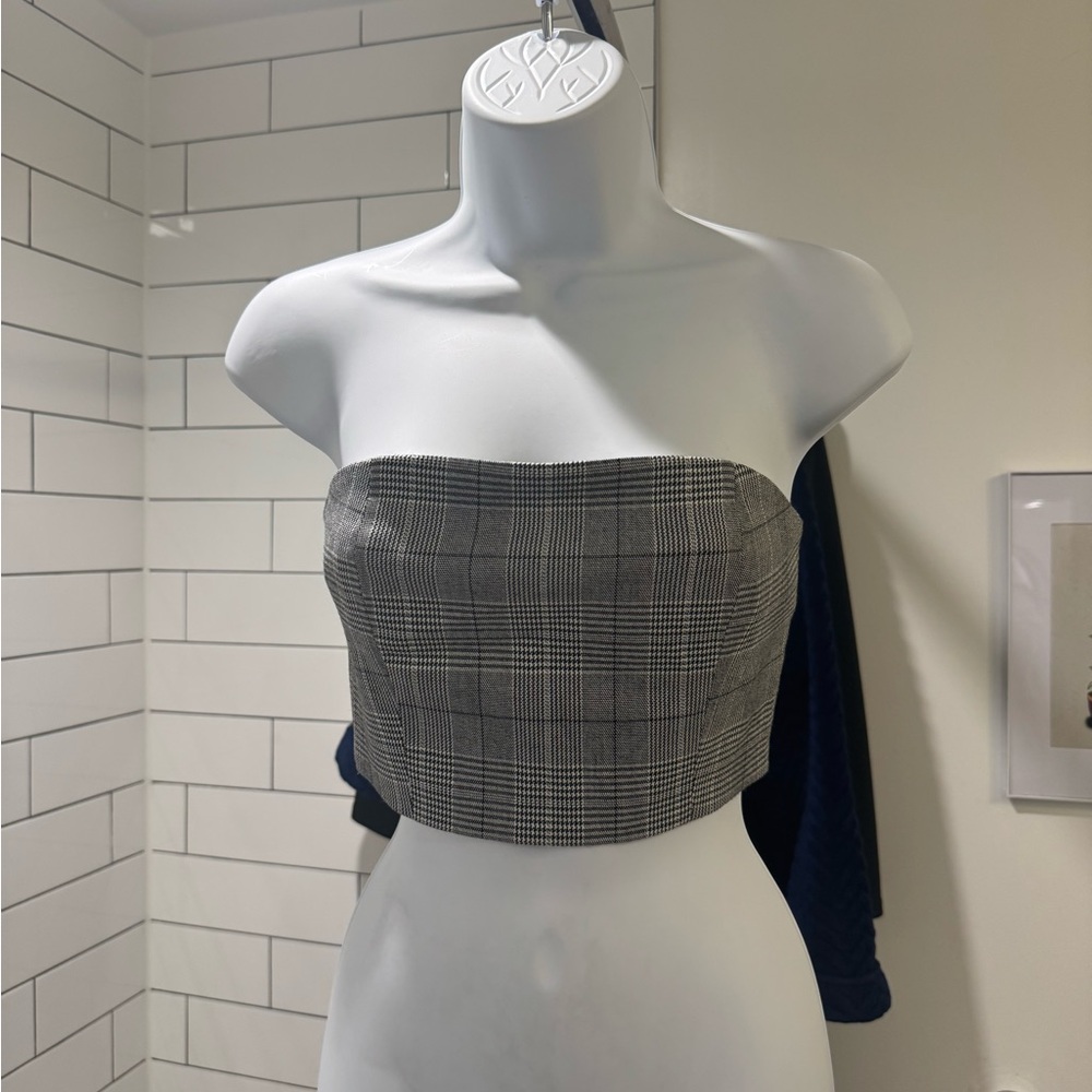Plaid Strapless Crop Top